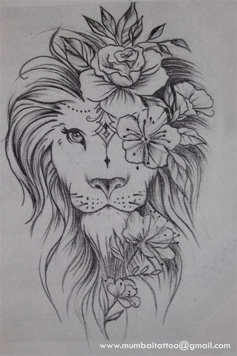 What A Beautiful Creative Drawing Lion With Flowers Best Tattoo For Girls To Make So Any One