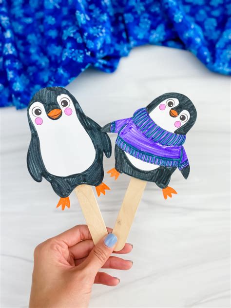 Penguin Stick Puppet Printables Simple Everyday Mom