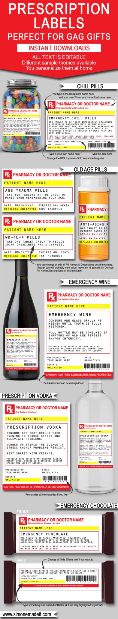 View current promotions and reviews of labels and get free shipping at 35. Gag Prescription Label Templates | Printable Chill Pills ...