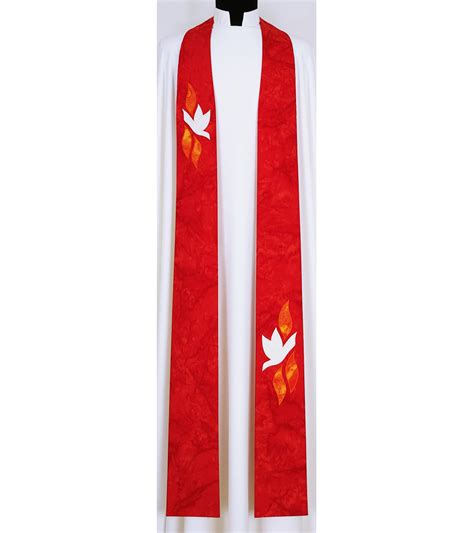 T Of The Holy Spirit Red Stole For Pentecost And Ordinations With