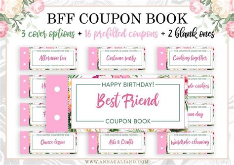 A gift wrapped with love and a handwritten birthday. Best Friends Gift Coupon Book Printable Coupons Birthday ...