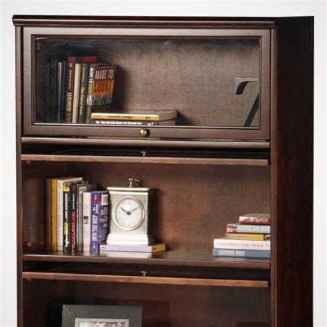 I am attempting to remove the door to replace the glass on one of the shelves. barrister bookcase lawyer bookcase cherry finish 4 shelves ...