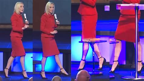 Paula White Mommy Sexy Lady In Red Upskirt High Heels Beautiful