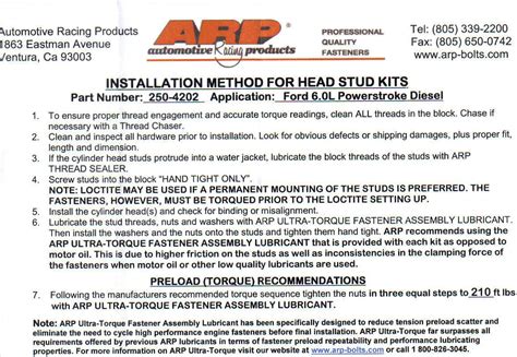 New Preload Torque Recommendations For 60 Arp Studs Ford Power