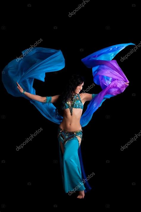 Bellydancer With Flowing Blue Veil Stock Photo By Katrinaelena