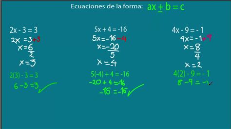 Solución De Ecuaciones De La Forma Ax B C Youtube