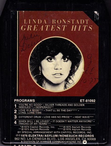 Linda Ronstadt Greatest Hits 1976 8 Track Cartridge Discogs