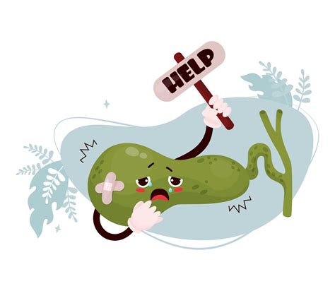 Unhappy Sad Unhappy Cartoon Gallbladder Cute Character Human Organ Cry