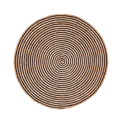 Round Jute Rug Natural And Black Fibre Decorative Floor Rug Etsy Australia