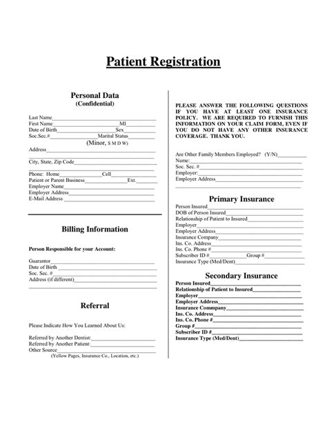 Patient Registration Form In Word And Pdf Formats