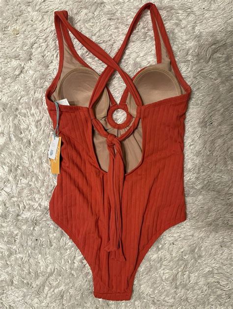 Kona Sol Womens Swimsuit One Piece Wide Ribbed Ring Medium Coverage