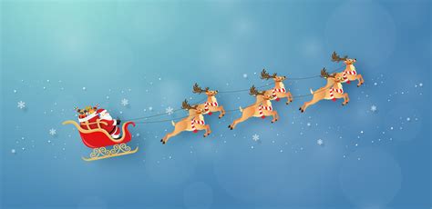 Santa Claus And Reindeer Flying Through The Sky 673568 Vector Art At