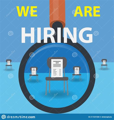 Magnifier Glass On Chairs With Cvs And The Text “we Are Hiring” Stock Vector Illustration Of