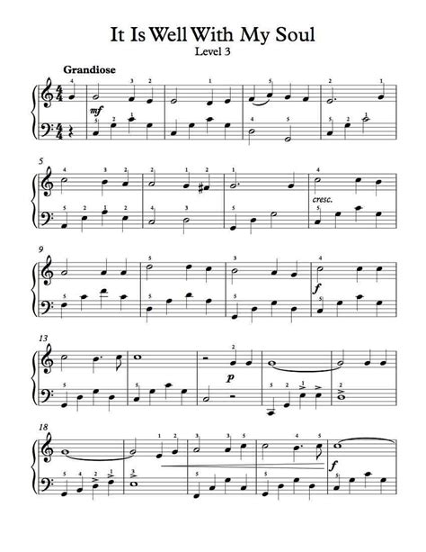 Free Piano Arrangement Sheet Music It Is Well With My Soul Level 3