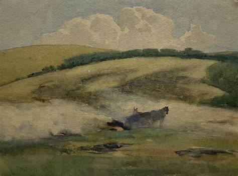 Fred Stratton British 1870 1960 Ploughing Landscape Watercolour