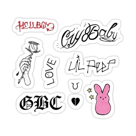 Lil Peep Tattoo Pack Sticker By Tumfei In 2021 Lil Peep Tattoos Emo