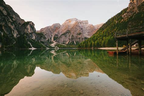 Lago Di Braies Dolomite Alps Val Di Braies South Tyrol Italy