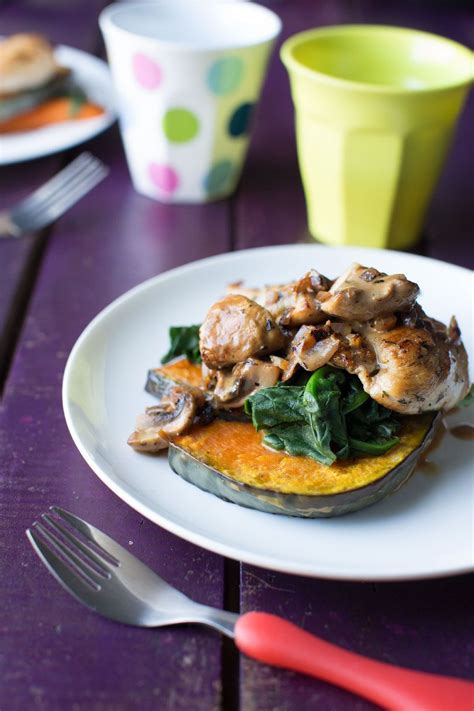 I got the idea from flavorize: Pan-Fried Thyme Chicken with Roast Pumpkin and Mushroom ...