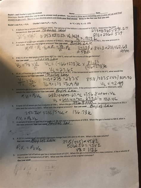We can breathe air in and out of our lungs because of boyle's law. Solved Boyle's and Charles's Laws Worksheet Name _ Date ...