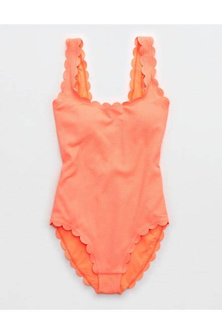 Aerie Waffle Scalloped One Piece Swimsuit Target One Piece Swimsuit