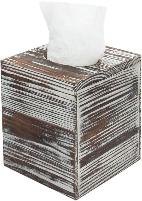 Myt Torched Wood Square Tissue Box Cover Holder