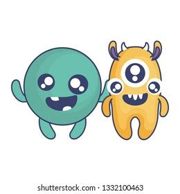 Crazy Monsters Couple Comic Characters: เวกเตอร์สต็อก (ปลอดค่าลิขสิทธิ์