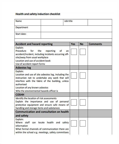 Induction Checklist 9 Examples Format Pdf