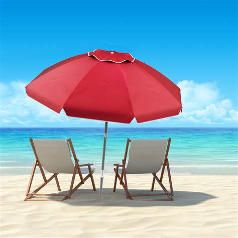 Beach Umbrella With 360 Degree Tilt Portable Outdoor Sun Shade Canopy