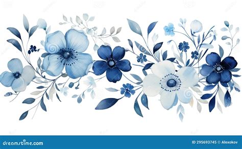 Beautiful Vector Card With Watercolor Blue Anemone Flowers Generative