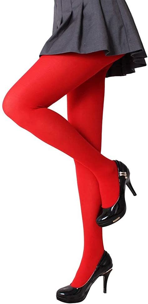 CozyWow Run Resistant D Soft Solid Color Semi Opaque Footed Tights High Waist Casual Wear