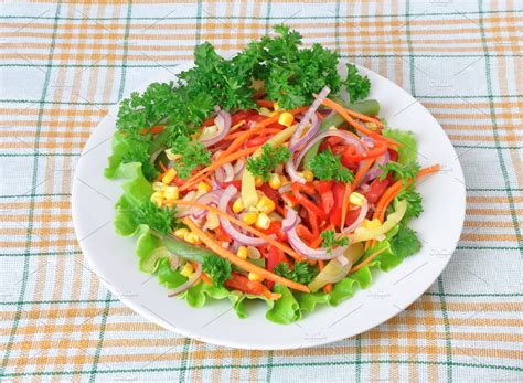 Vegetable Salad Featuring Salad Green And Beans Food Images