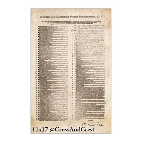 95 Theses Of Martin Luther Protestant Reformation Poster 500th