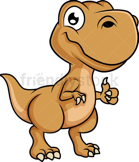 Tyrannosaurus rex was a large carnivore; Cute T-Rex Dinosaur Cartoon Clipart Vector - FriendlyStock