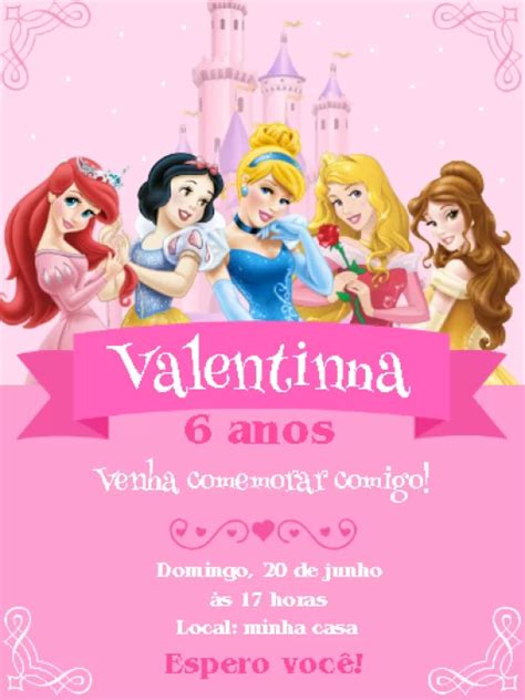Fazer Convite Princesas Disney Cutie Castelo Edite Online