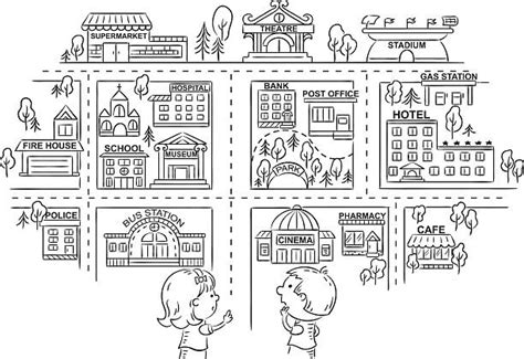 Drawing Of A Town Map Illustrations Royalty Free Vector Graphics