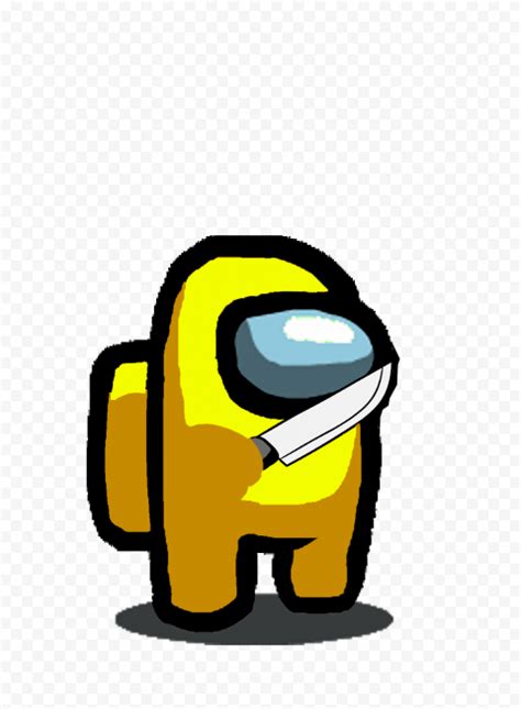 Hd Yellow Among Us Character With Knife On Hand Png Citypng