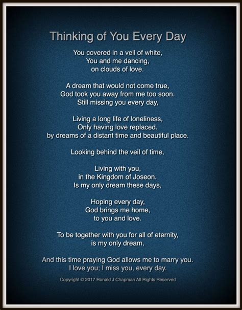 Thinking Of You Every Day Thinking Of You Every Day Poem By Ronald