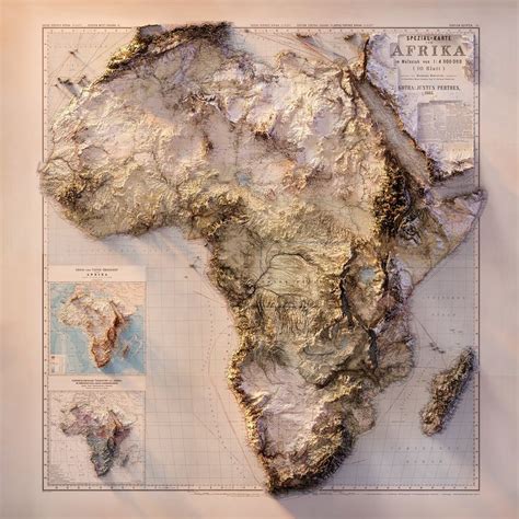 Africa Topography Etsy Map Map Art Print Relief Map