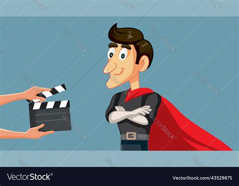 Actor Filming Superhero Action Movie Cartoon Vector Image