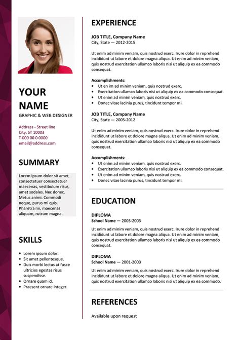 Under the text box, click on resume and cover letter. Dalston Free Resume Template Microsoft Word - Purple ...
