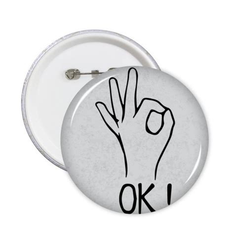 L Black Ok Personalized Gesture Pattern Round Pins Badge Button