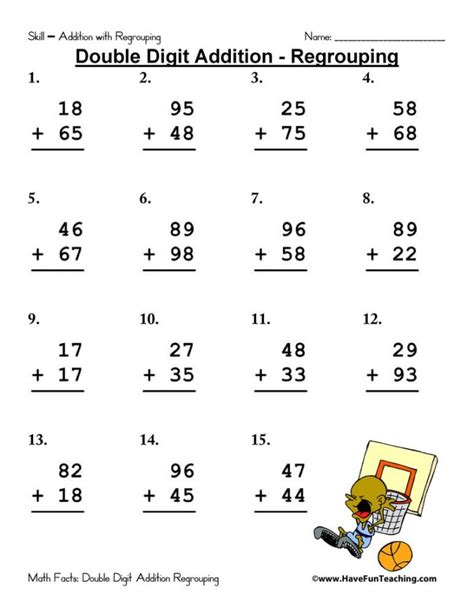Adding Two Digit Numbers With Regrouping Games Worksheets