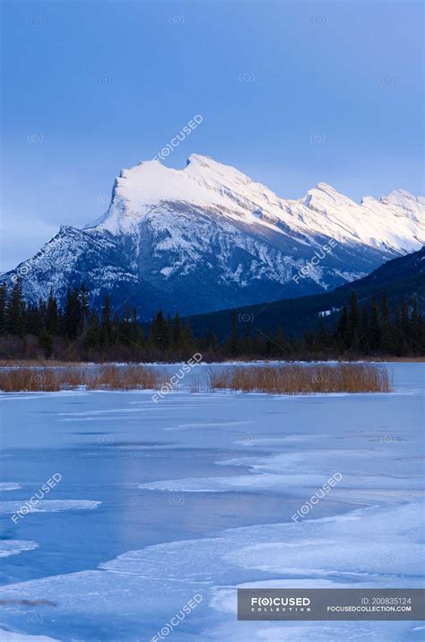 Mount Rundle And Vermillion Lake In Winter Banff National Park