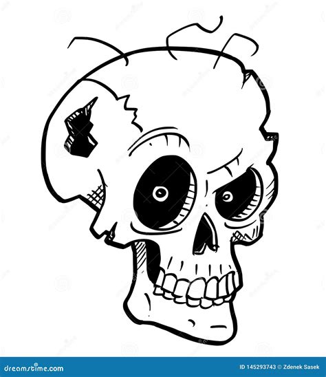 Cartoon Illustration Or Drawing Of Crazy Halloween Skull Stock Vector