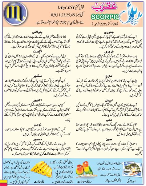 The 2021 horoscope encourages us to plan our future. Scorpio Horoscope In Urdu 2017 Scorpio ~ Horoscope Urdu 2017