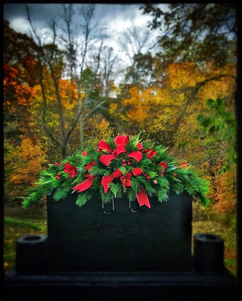 Christmas Cemetery Flowers Winter Grave Decoration Headstone Etsy