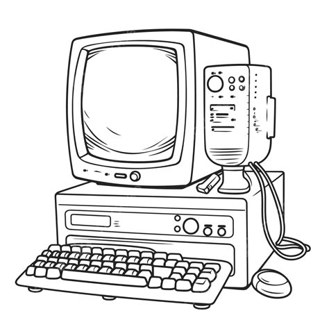 Computer And Pc Coloring Pages Outline Sketch Drawing Vector Cartoon