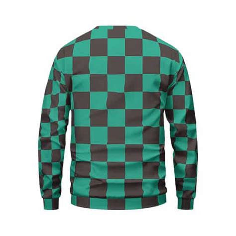 Tanjiro Haori Green Checkered Design Sweatshirt Saiyan Stuff