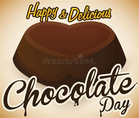 Delicious Cocoa Heart With Reminder Date For Chocolate Day Vector