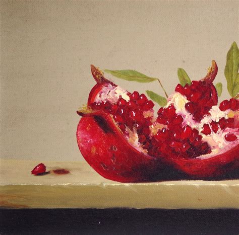 Still Life Pomegranate Original Oil Painting Handmade Art One Of A